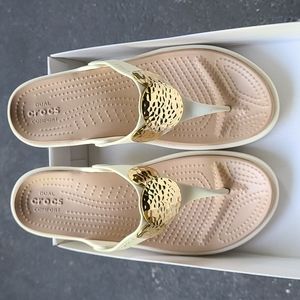 Crocs Sandals with gold adornment - size 8